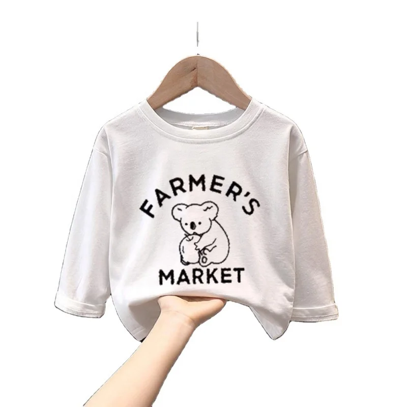 

Весенне-осенние детские футболки, Свободные повседневные производители, индивидуализированные Топы с длинным рукавом и мультипликационны...