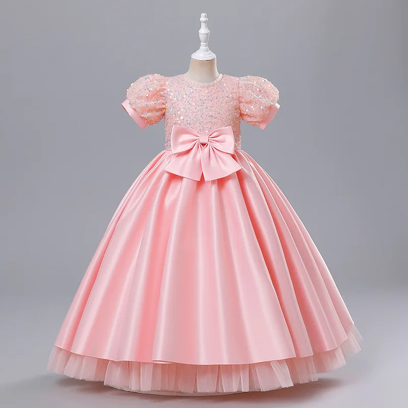 

Kids Dresses for Girls Summer Party Flower Girl Wedding Children Clothing Princess Sequins Tutu Dress Toddler Baby Satin Gown