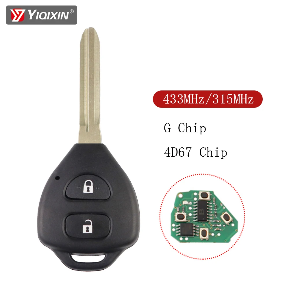 YIQIXIN 433MHz Remote Car Key For Toyota RAV4 Corolla Europe Hilux Camry Avalon 2006/7/8/9 Keyless Entry TOY43 Blade G 4D67 Chip