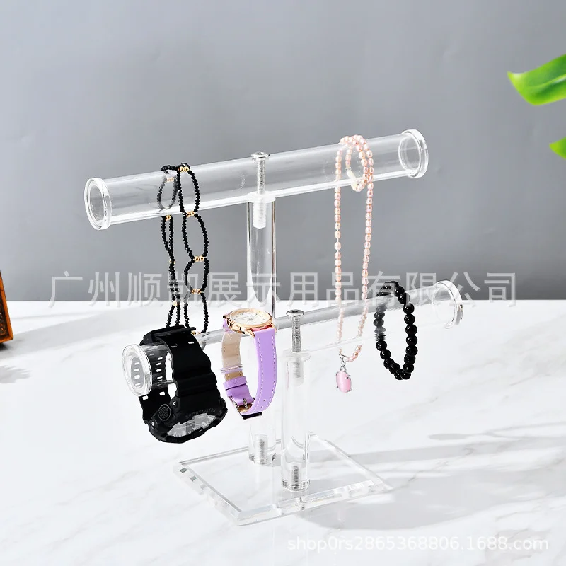 2-storey Acrylic Jewelry Display Stand Bracelet Earring Rack Necklace Frame Transparent Jewelry Display Props Wholesale
