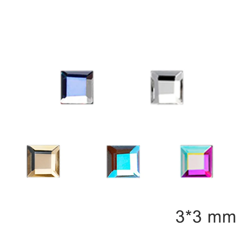Clear Crystal Nail Art Rhinestones AB Aurora 3D Square FlatBack Nail Decorations Glitter Rhinestones Stones Crystals images - 6