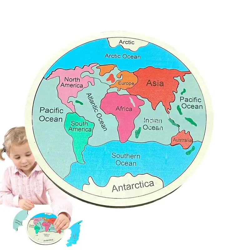 

Wooden Jigsaw Puzzle Wooden World Map Geography Puzzles Learning Game With Multicolor Toys Great Gifts For Kids And Educational