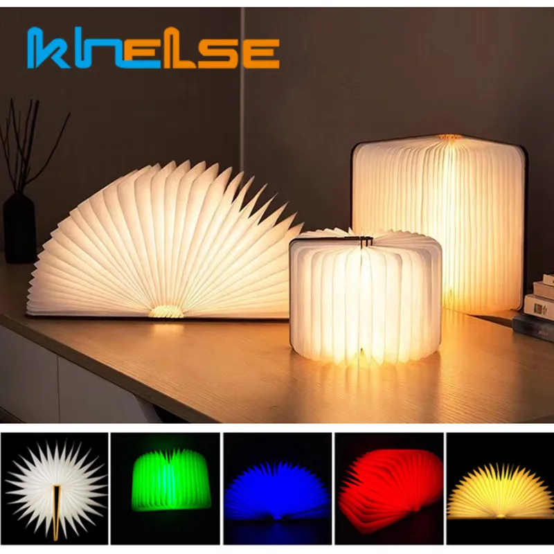 

New LED Creative Folding Night Light RGB Color USB Charging Desk Lamp for Holiday Birthday Party Children Gift Book Table Lamps