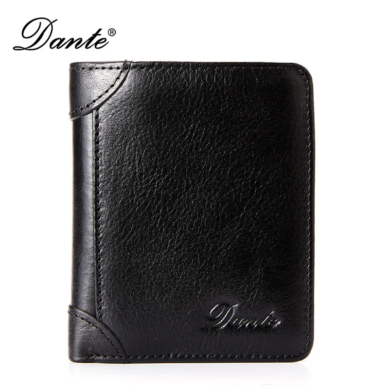 

Dante Two fold Style Genuine Men's Leather Wallet RFID Anti-theft Brush Head Layer Cowhide Bag Retro Casual Vertical Money Clips