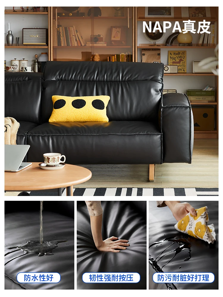 Диваны из натуральной кожи в стиле ретро черная верхняя часть воловьей с высокой