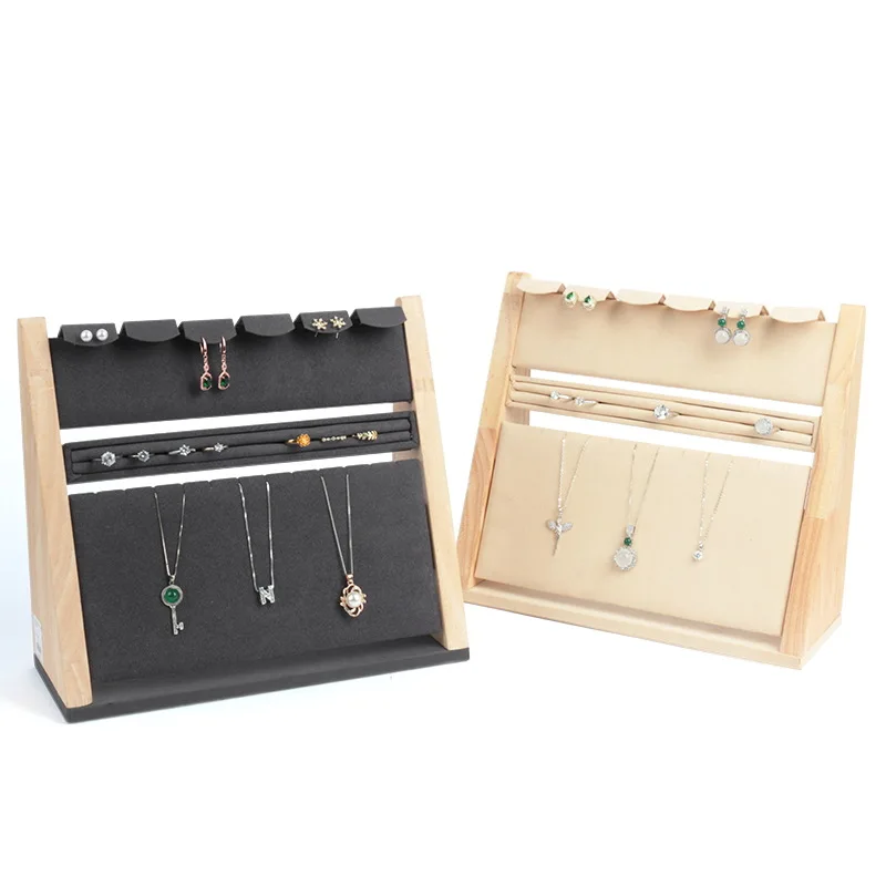 Solid Wood Jewelry Display Rack Earrings Rings Pendants Storage Display Props Rack Earrings Necklace Jewelry Rack Wholesale