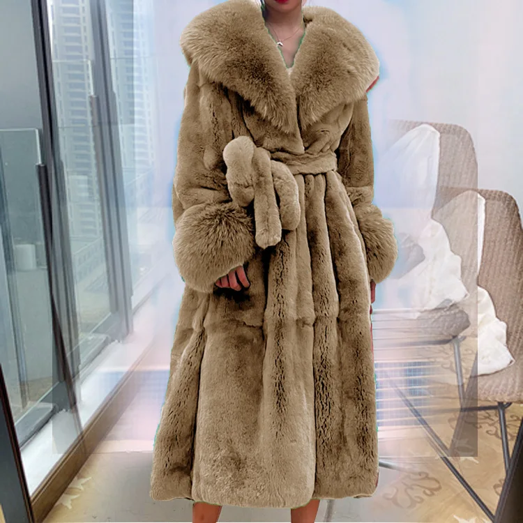 Women's Mid-length Extra-thick Loose Casual Coat with Large Fur Collar Fashion Faux Fur Coat for Autumn/Winter 2022