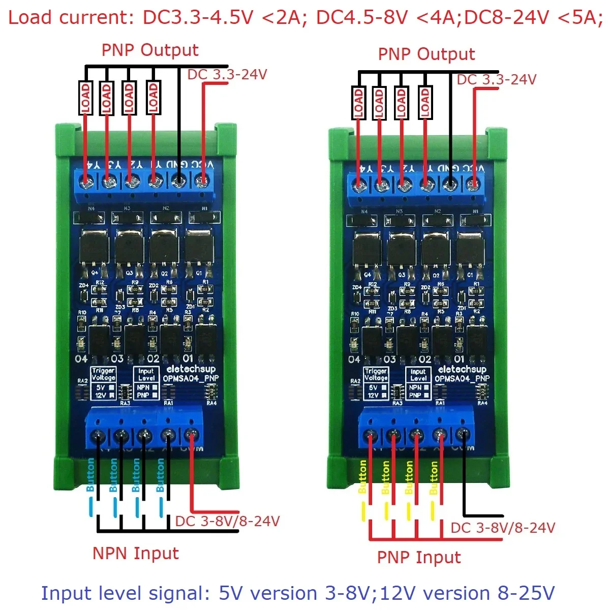 12CH DC 3 V/5V/12V/24V 5A PLC усилитель сигнала NPN/PNP модуль преобразователя логического