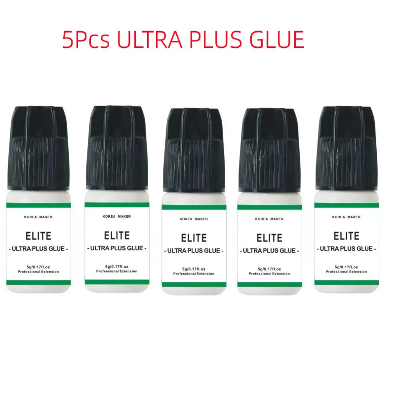 

ELITE ULTRA PLUS Professional Eyelash Glue 5g Korea Original 5Pcs 2s Drying Retention 5-6 Weeks Strong Adhesive Wholesale