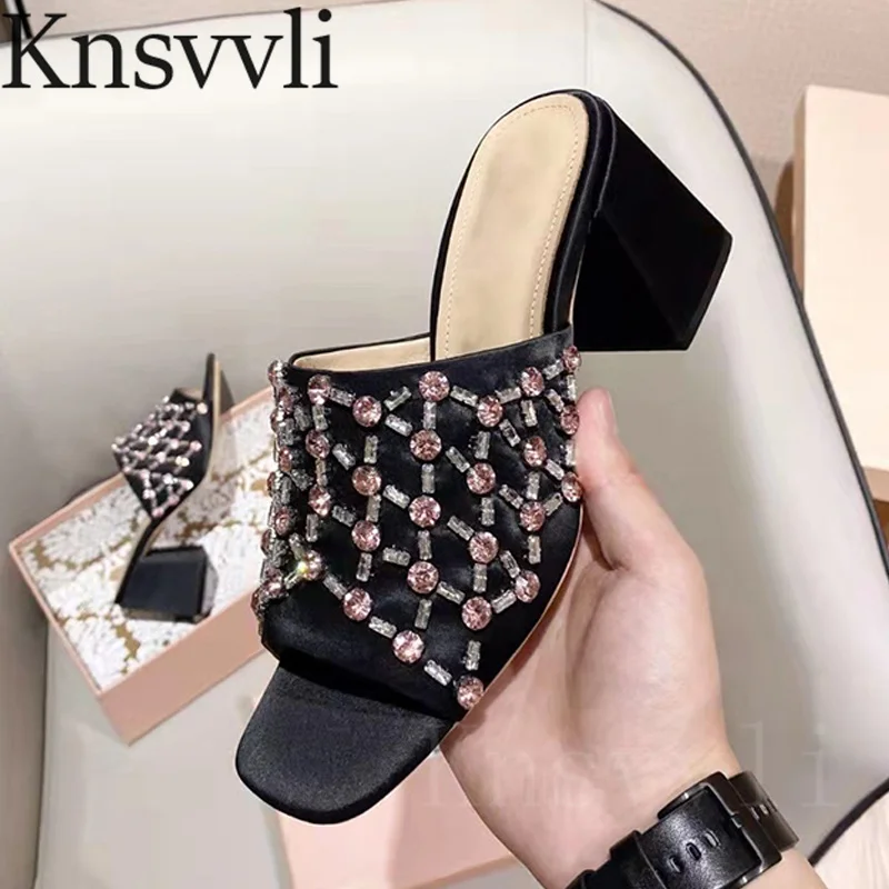 Дизайнерские шлепанцы на тонком каблуке женские невидимые стильные мюли из ПВХ