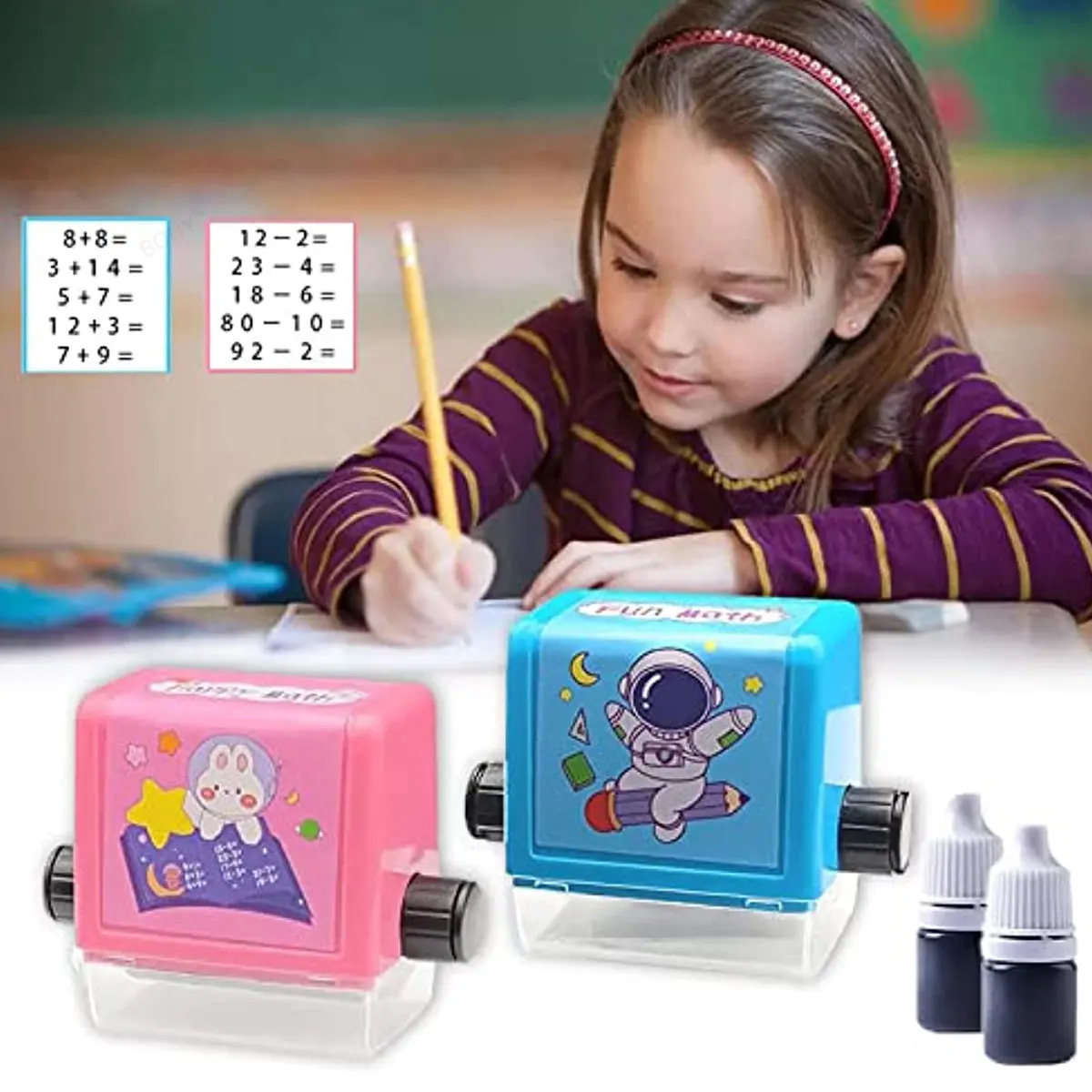 

Цифровой роликовый штамп для обучения, печать с сложением и вычитанием, математический артефакт, с чернилами, школьные учебные принадлежности