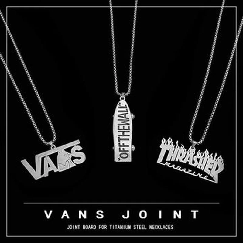 

Skateboard Necklace Men's Pendant Stainless Steel Titanium Steel European and American Street Hip Hop Hiphop Jewelry