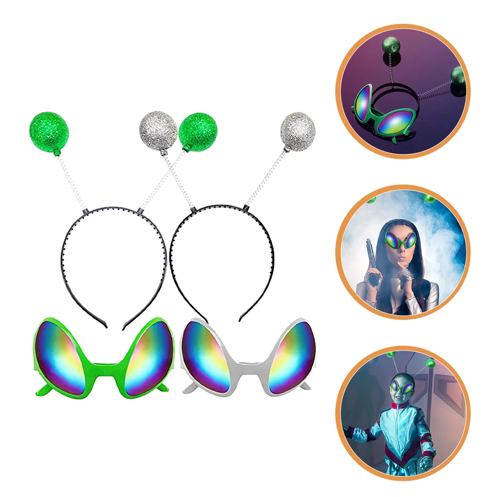 

4Pcs Alien Glasses Antenna Headband for Halloween Christmas Festival Party Favors