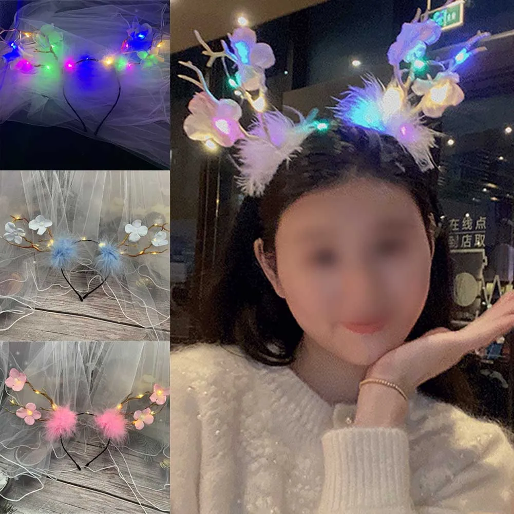 

Повязка на голову со светодиодной подсветильник кой в виде рогов