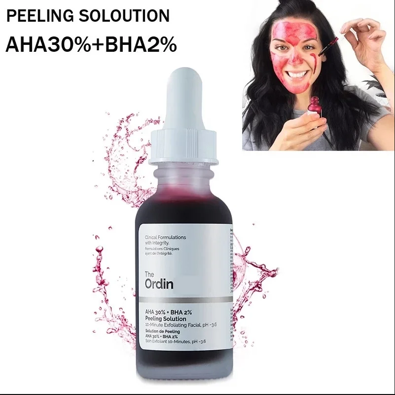 

Ordinary Face Makeup Peeling Solution AHA 30% + BHA 2% Acne Removing Serum Repair Hyaluronic Acid Face Skin Care 30ml