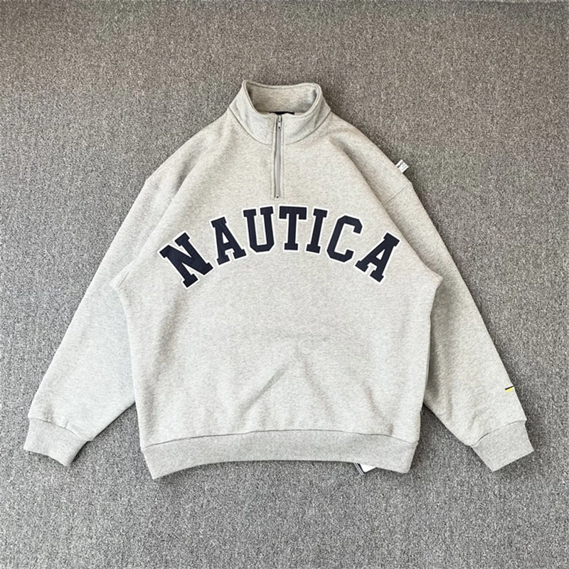 

Плюшевый свитер NAUTICA на молнии сохраняет тепло осенью и зимой в японском стиле ретро мужской и женский свитер с воротником-стойкой