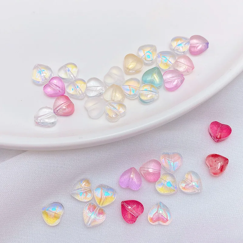 

8mm Czech Gradient glass beads small peach hearts small love diy Making Crafts Necklace Bracelet Charm Earrings Accessories