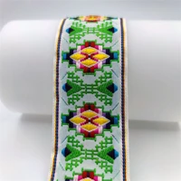 5cm width polyester embroidered webbing strap fabric green tape 1 yard sewing decoration webbing use for bags shoes apparels