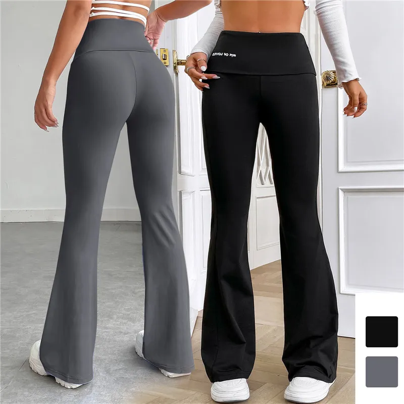 Women Flare Pants Leggings Slim Yoga Pants High Waist Wide Leg Pants Gym Sports Female Bottoms Dance Trousers