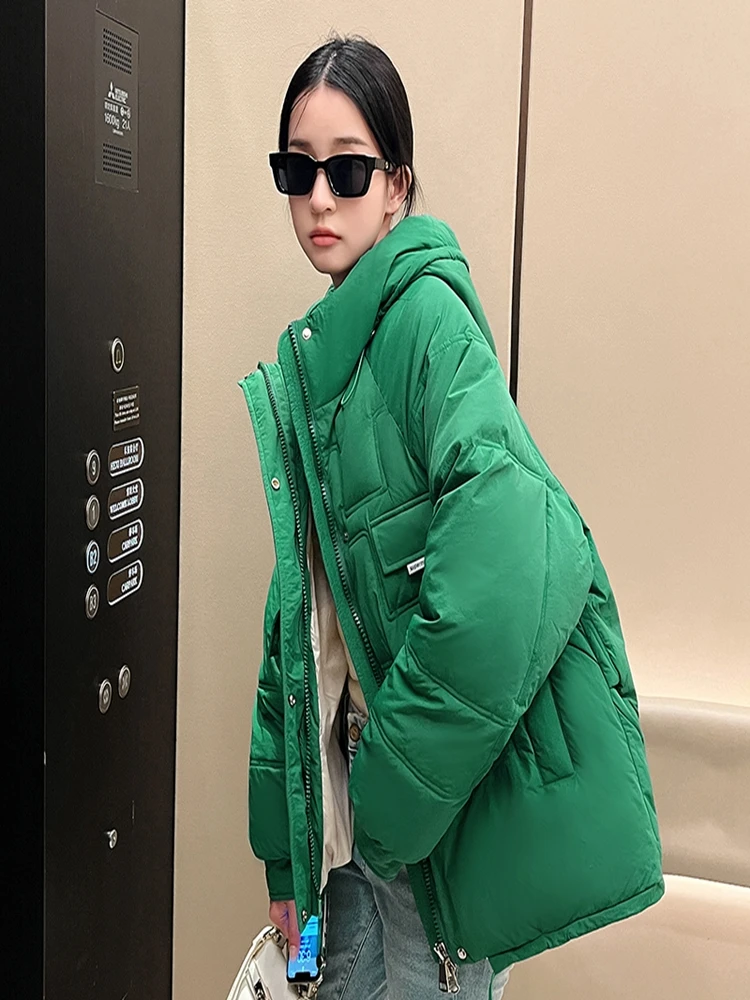 

2023 Winter Women Oversized Parkas Coat Fashion Solid Thick Warm Hooded padded Coat Casual Winter Outwear Jacket parkas