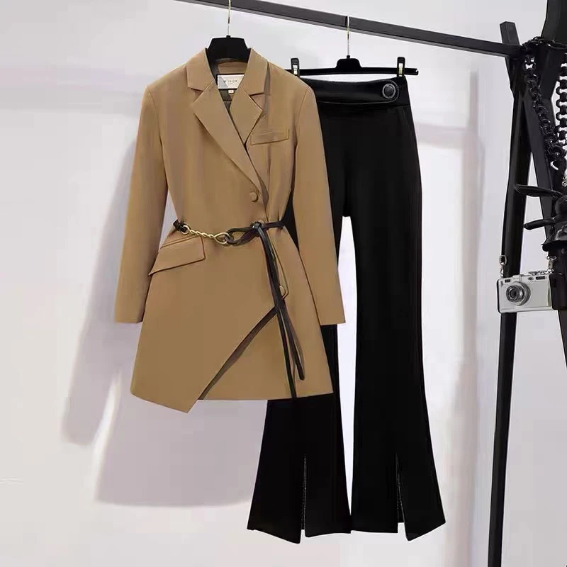 

Two Piece Set Club Outfits Women Spring Fall New Full Sleeve Pensil Pant Two-Piece Suit Trend OL Female Profession Suits