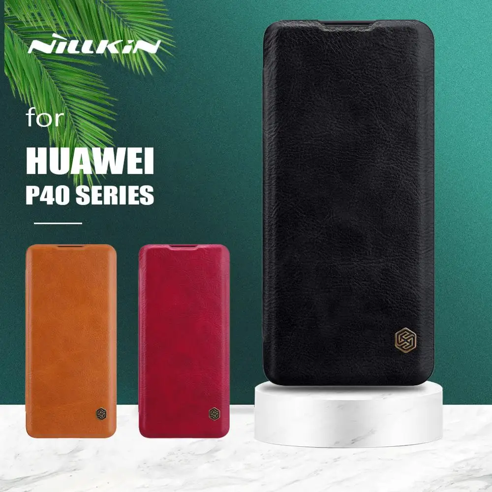 

Кожаный чехол-книжка для Huawei P40 Pro Plus Nillkin Qin, роскошный мягкий деловой чехол для телефона, тонкая задняя крышка для Huawei P40 Pro +