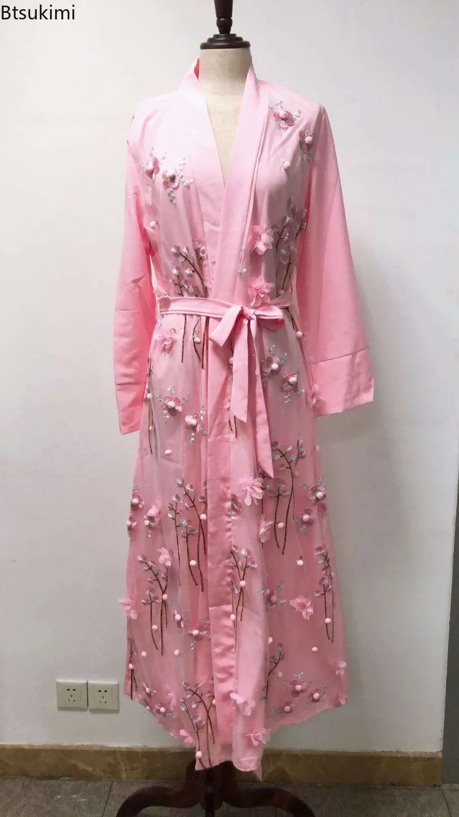 Рамадан Ид женский мусульманский цветочный кардиган с вышивкой длинное платье