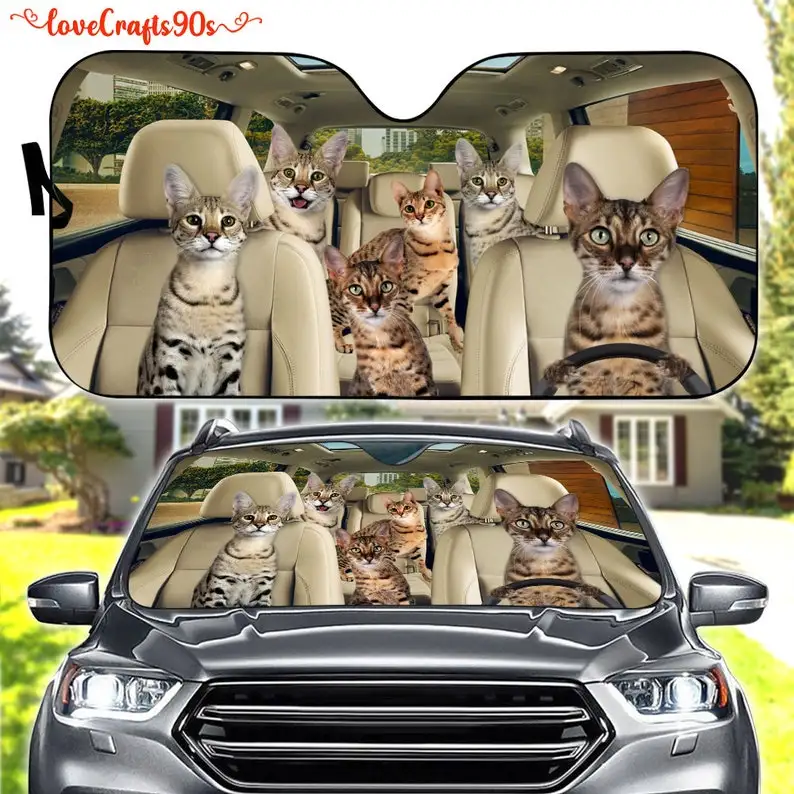 

Savannah Cat Car Sunshade, Savannah Car Decoration, Savannah Cat Windshield, Cat Lovers Gift, Cat Car Sunshade, Gift For Mom, Gi