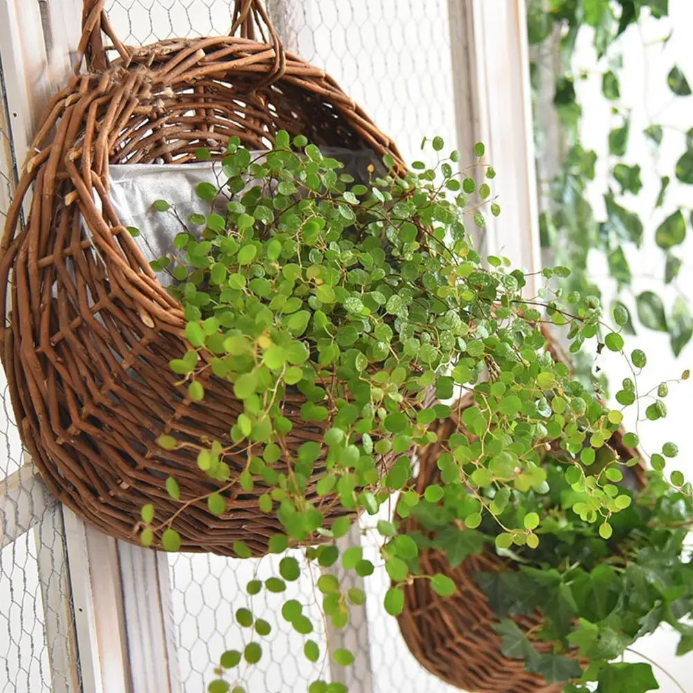 

Flower Basket Wall Hanging Natural Wicker Flower Pot Garden Basket Home Planter Decoration Rattan Wall Container Storage Va I9z5