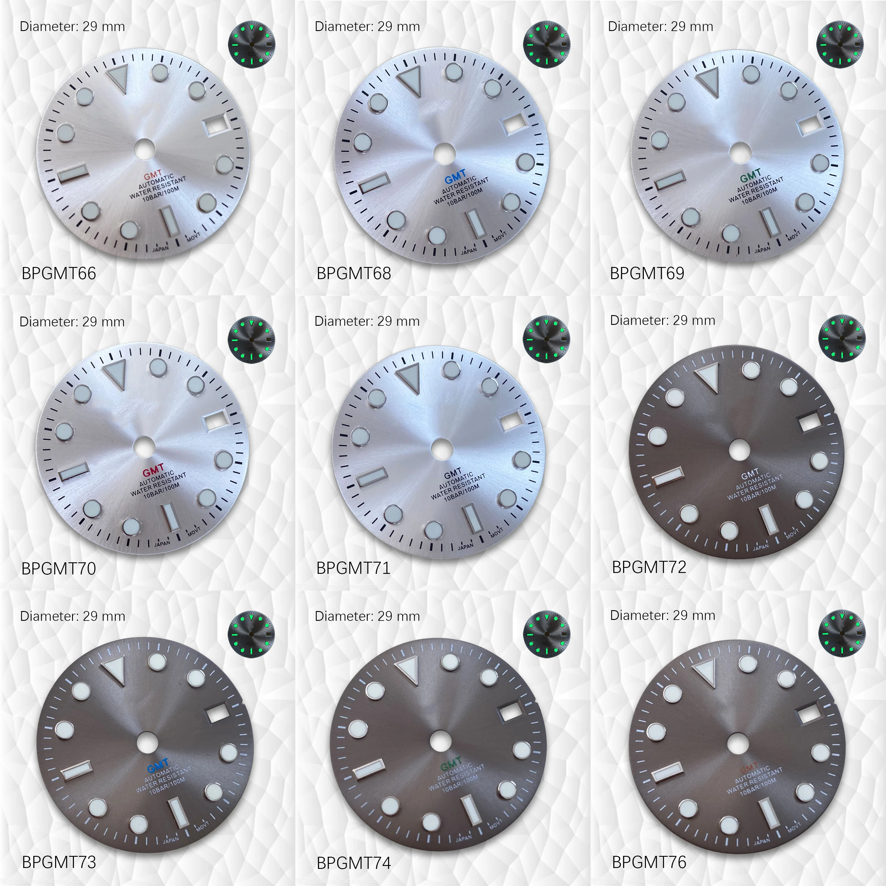 

Новые запасные аксессуары для часов S-New 29 мм с принтом солнца и черной надписью GMT четырехконтактный циферблат адаптер NH34/NH35 механизм