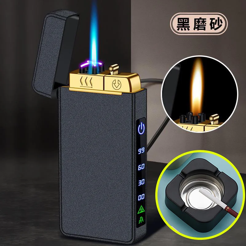 Ветрозащитная металлическая зажигалка USB 라타 타 Jet двойная плазменная дуга