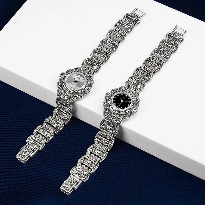 YYSUNNY Elegant Women S925 Sterling Silver Round Quartz Watch Ladies Luxury Strap Fashion Jewelry Accessories Birthday Gift enlarge