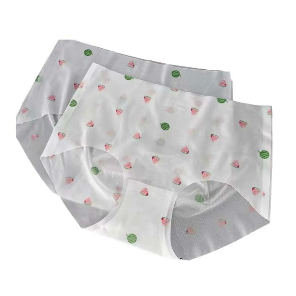 Модные трусики из ледяного шелка с арбузом хлопковые тонкие бесшовные трусы
