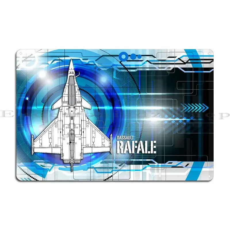 Dassault Rafale Digital Blueprint Art Work Металлический знак Создать клубный гараж