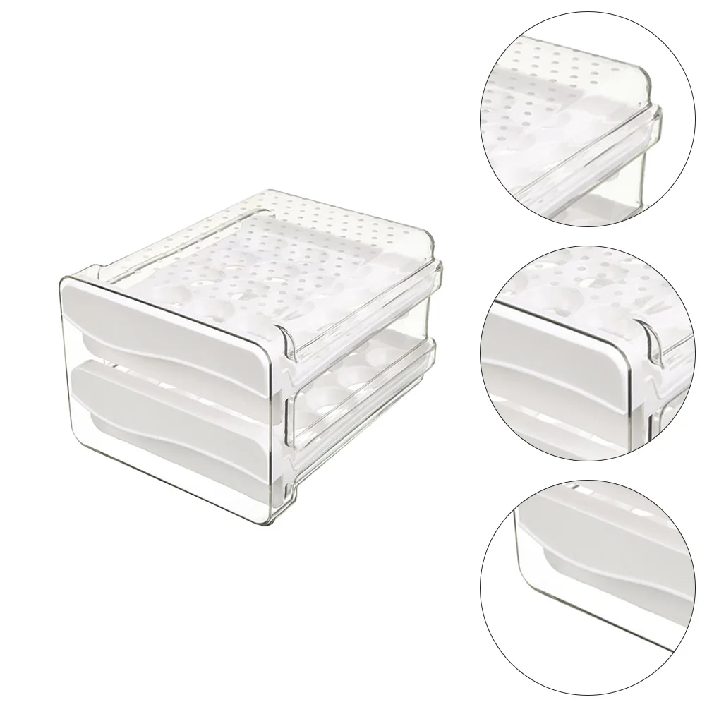 

1 шт. держатель для яиц в выдвижном ящике с двойным слоем для сохранения свежести дозатор яиц (белый)