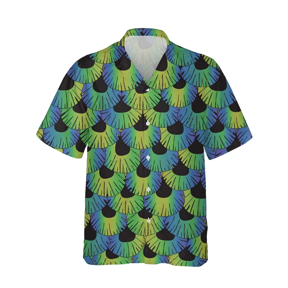 

Jumeast New 3d Harajuku Peacock Feather Printed Mens Hawaiian Shirt Short Sleeve Retro Fashion Shirts for Men Loose Streetwear