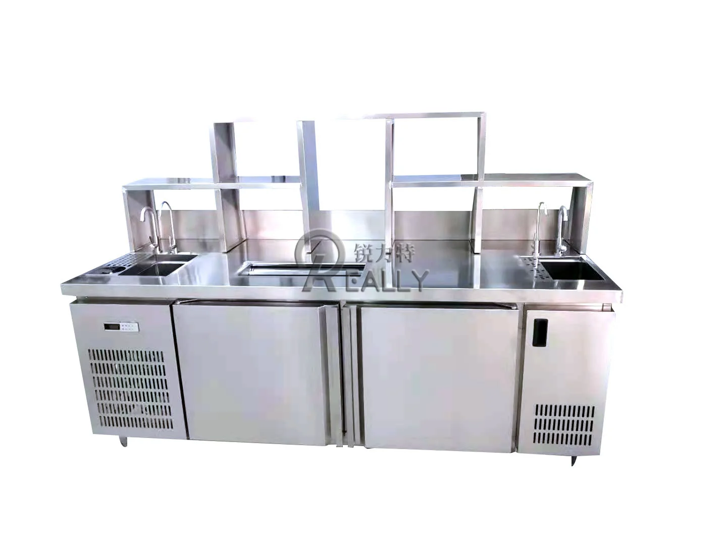 

Commercial Milk Tea Shop Worktable Refrigerated Stainless Steel Bubble Bar Counter