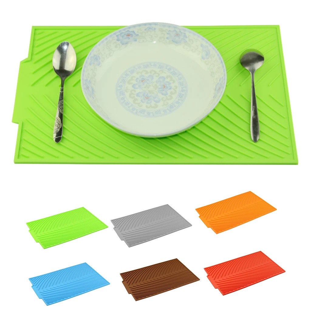 Food Grade Silicone Drying Mat Heat Resistent Table Mats Kitchen Counter Dishes Coasters Dinning Room Table Pad Protector Square
