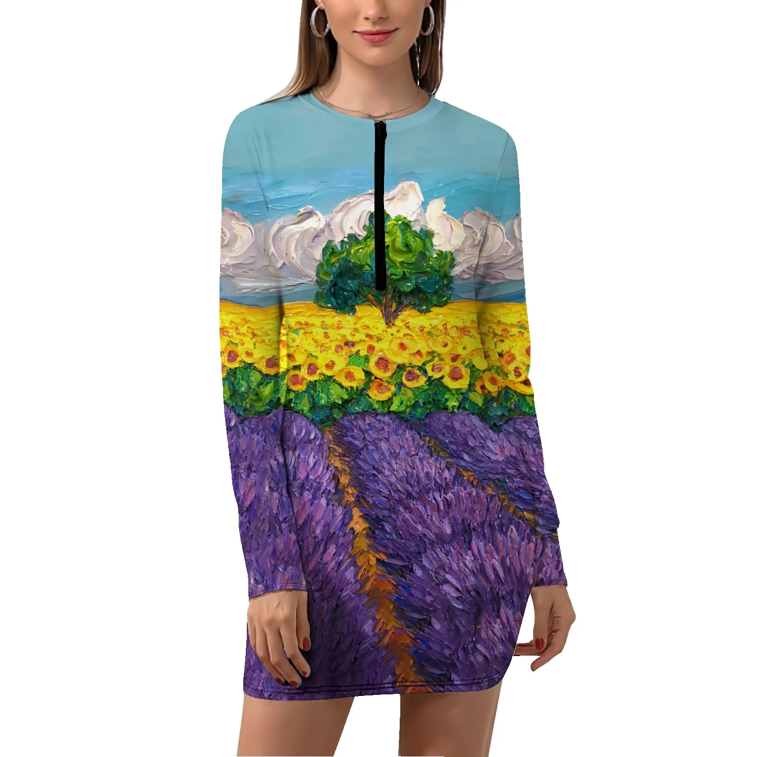 

Женская юбка на молнии с принтом из натуральных цветов и травы, Новинка осени 2022, Женская Повседневная сумка с длинным рукавом, юбка на бедра...