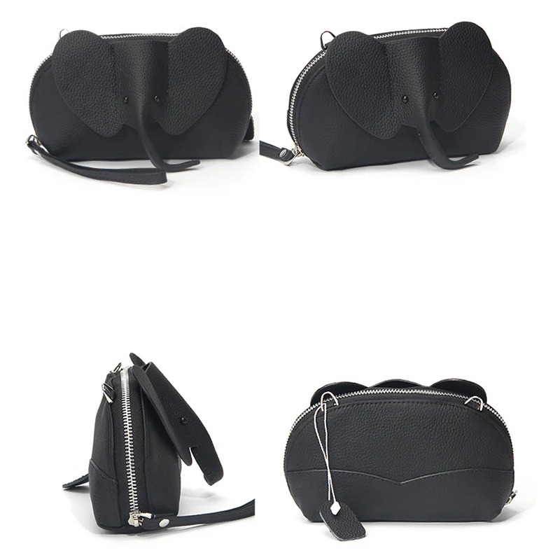 Genuine Leather Women Small Handbags Mini Shoulder Crossbody Bags 2023 Trendy Creative Cute Elephant Design Female Shoulder Bags