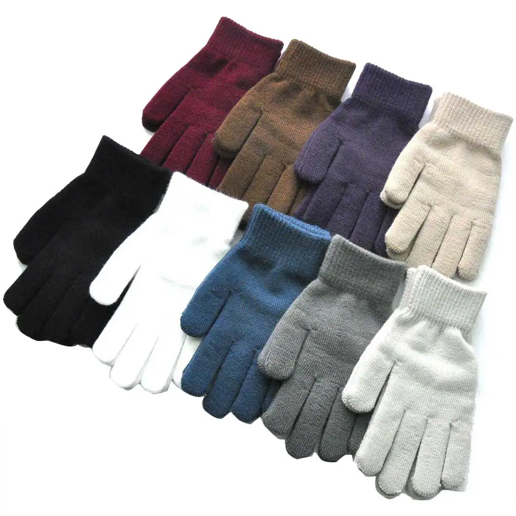 

1 Pair Elastic Knitted Gloves Adults Winter Cycling Skiing Sports Portable Warm Mittens Solid Color Outdoor Equipment