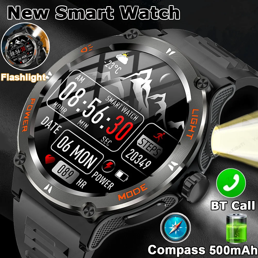 Смарт-часы 3ATM водонепроницаемые 1 53 дюйма мужские спортивные компасы