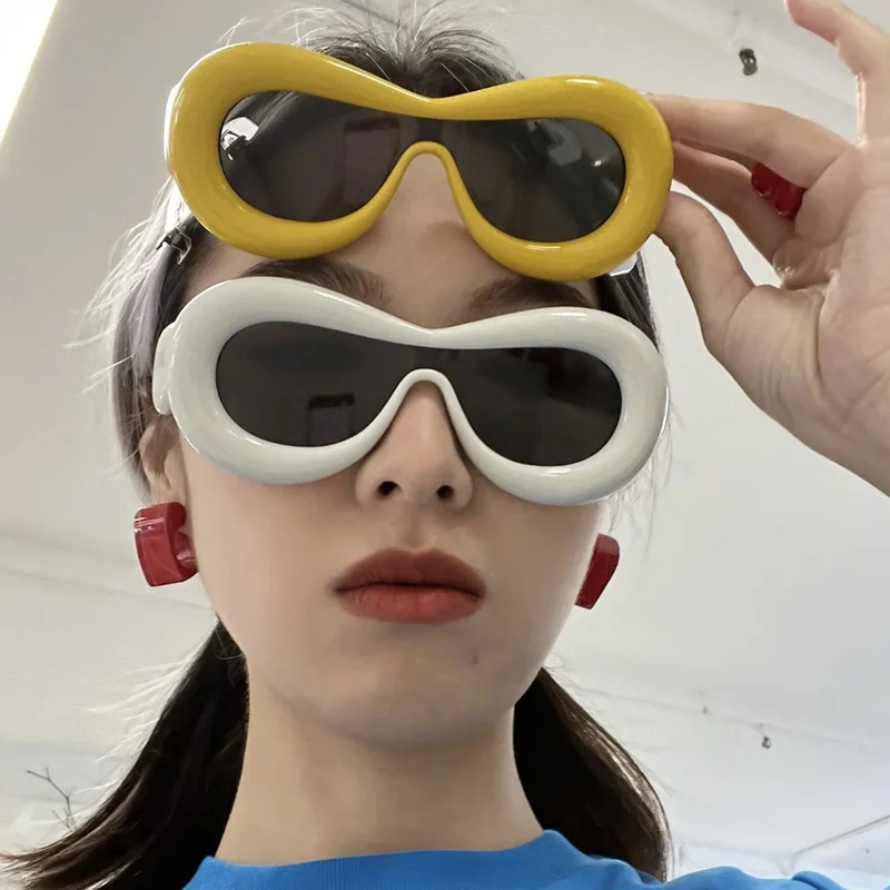 

Y2K Vintage 90s Pink Aesthetic Punk Sunglasses Fashion White Yellow Retro Gothic Luxury Accessories Designer Aesthetic Hippie