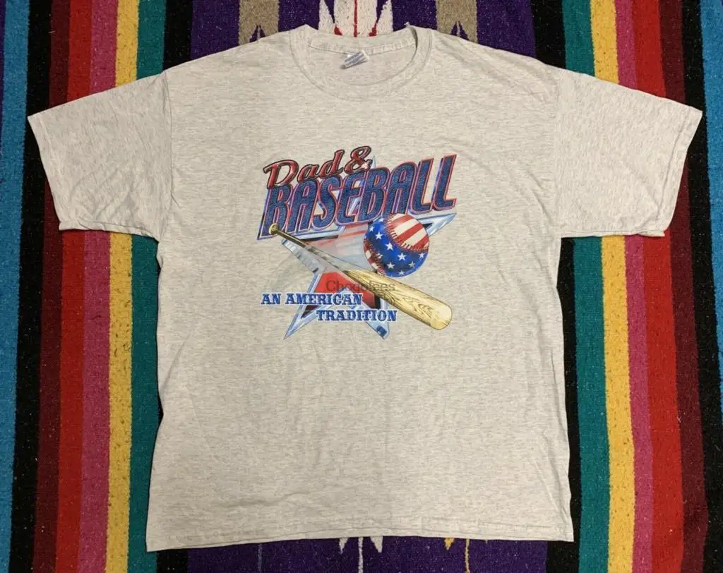 Винтажная футболка для папы и бейсбола США Американская традиция серая XL - купить