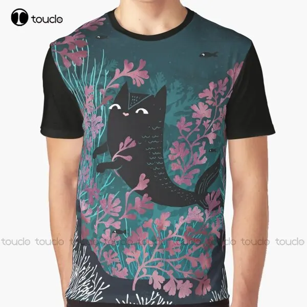 

Undersea Graphic Cat Feline Mermaid T-Shirt Custom Aldult Teen Unisex Digital Printing Tee Shirts Custom Gift Xxs-5Xl Streetwear