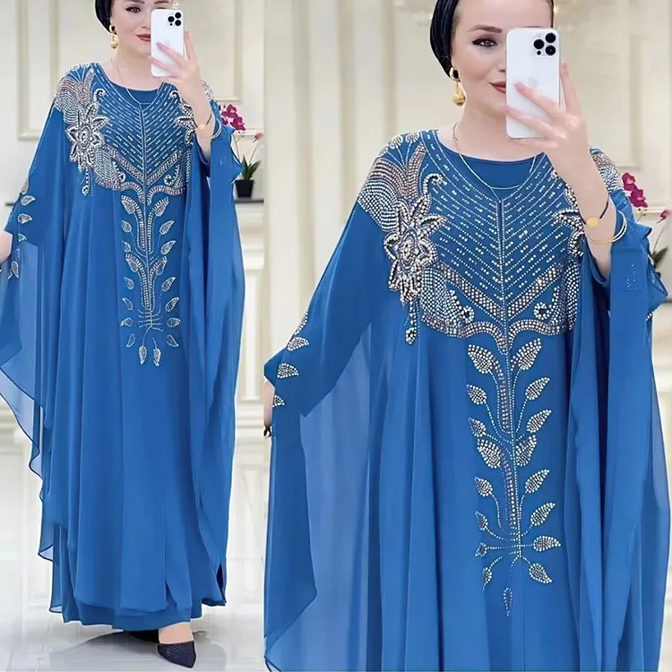 Африканские вечерние платья для женщин шифон Boubou Dashiki комплект из 2 предметов