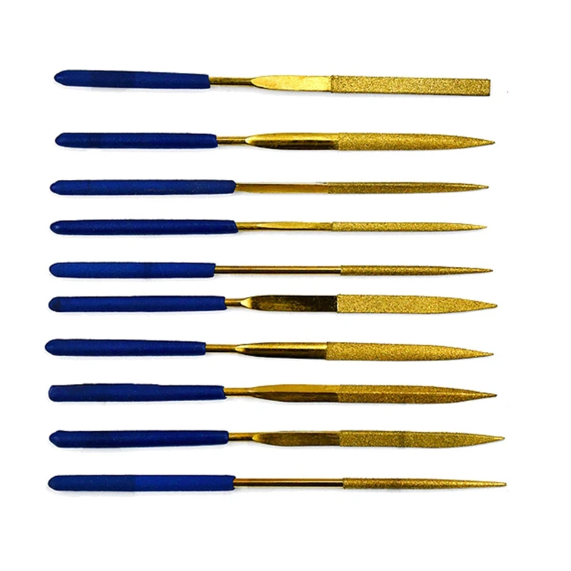 

10Pcs Titanium Diamond Coating Needle Flat File Set Metal Working Craft Tool Titanium Coated Diamond Assorted Files