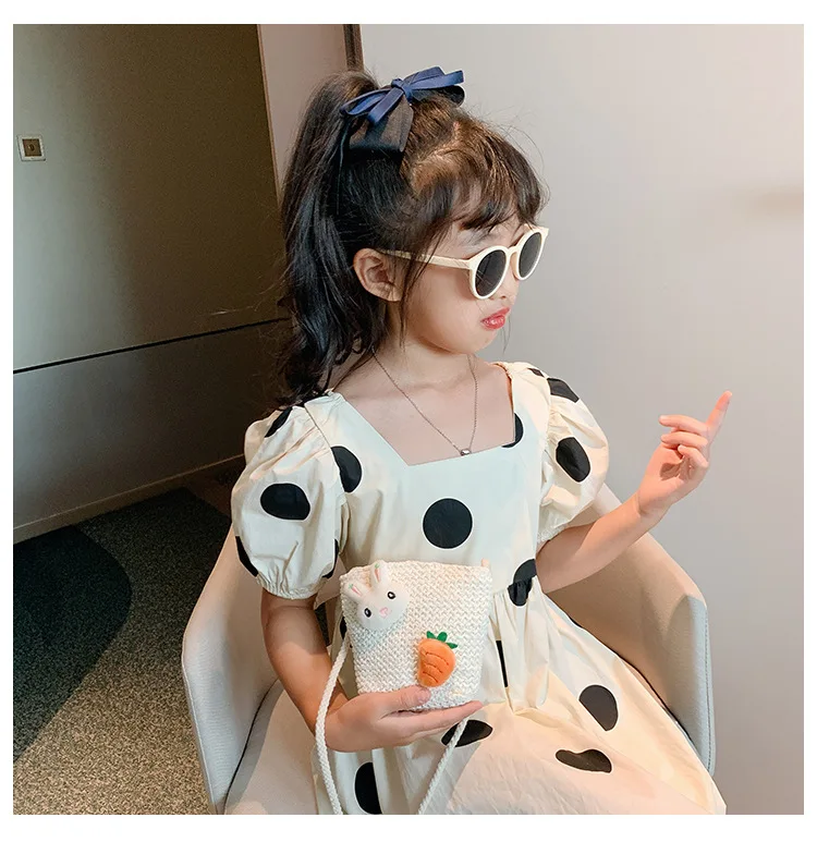 Sun Flower Children Straw Coin Purse Handbags Cute Cartoon Princess Small Shoulder Bag Lovely Baby Girls Mini Crossbody Bags