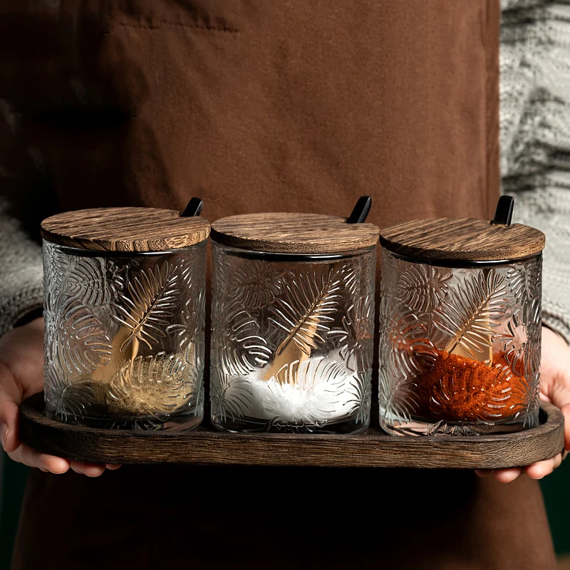 

Стеклянная емкость в скандинавском стиле с крышкой, коробка для специй, кухонная емкость для хранения приправ, банка для соли и сахара, домашний кухонный набор