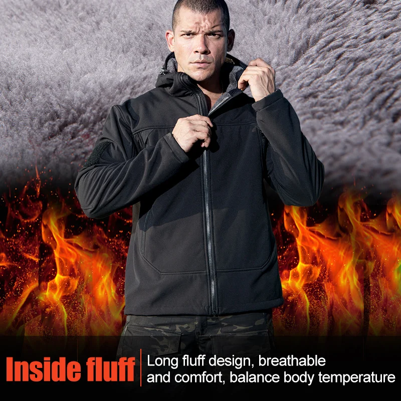 FREE SOLDIER Outdoor sports tactical men's jacket military fleece warmth softshell cloth for camping hiking